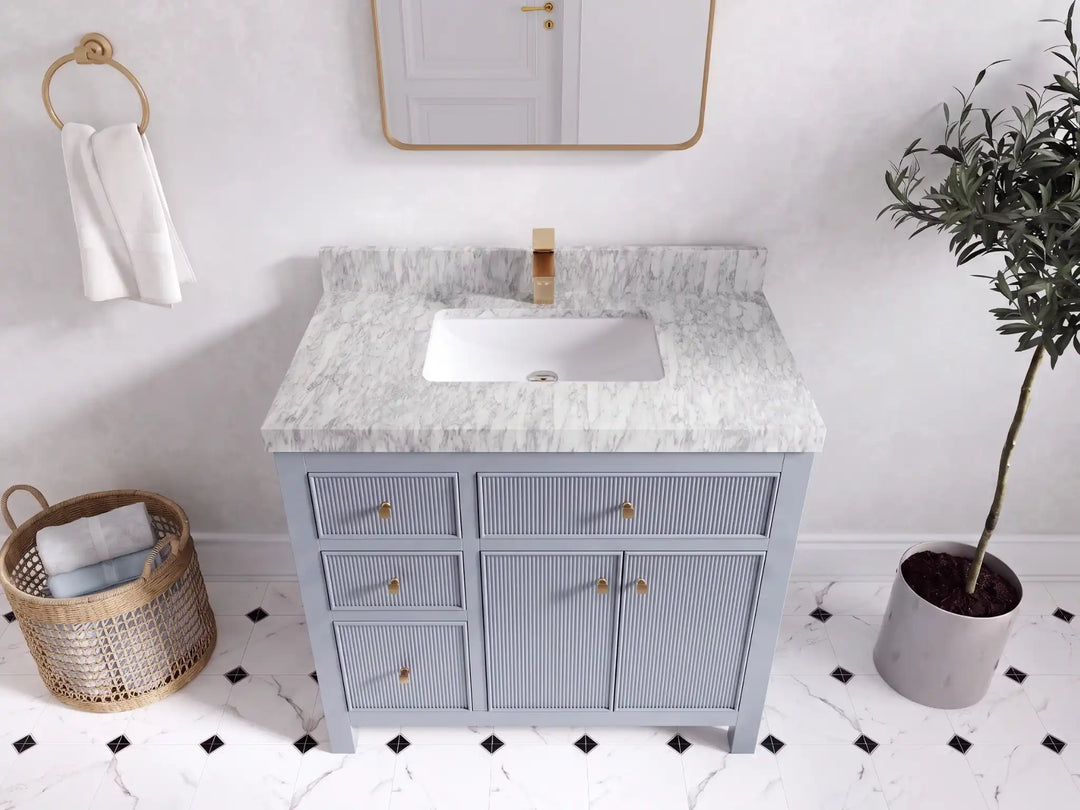 Sonoma 36 in. W x 22 in. D with Center Sink Bathroom Vanity | 
              
                Blue Heather
                
                  
             - SON_BLU_WHQZ_36CR - photo №12