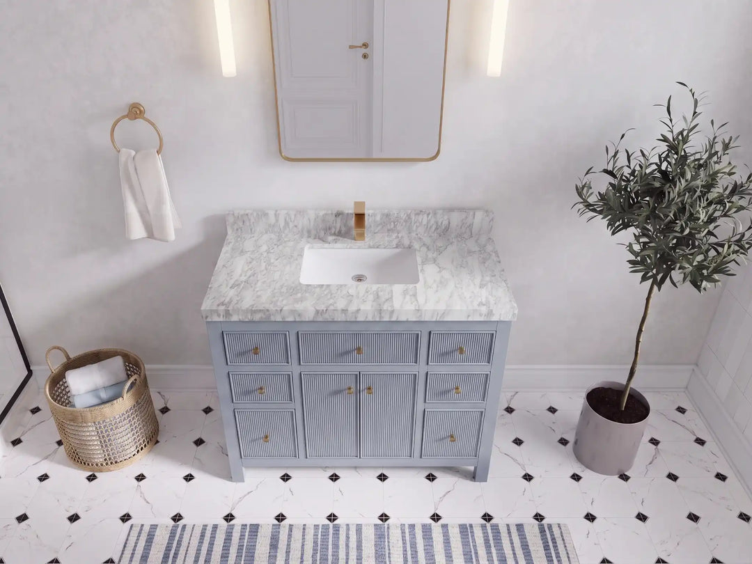 Sonoma 42 in W x 22 in D Free Standing Reeded Single Sink Bathroom Vanity | 
              
                Blue Heather
                
                  
             - SON_BLU_WHQZ_42 - photo №11