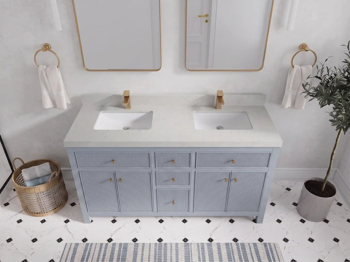 Sonoma 60 in W x 22 in D Free Standing Reeded Double Sink Bathroom Vanity - photo 13