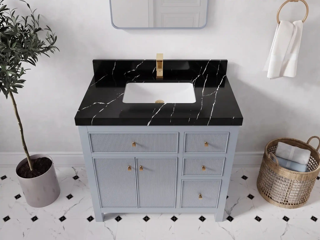 Sonoma 36 in. W x 22 in. D Center Sink Bathroom Vanity | 
              
                Blue Heather
                
                  
             - SON_BLU_WHQZ_36CL - photo №6