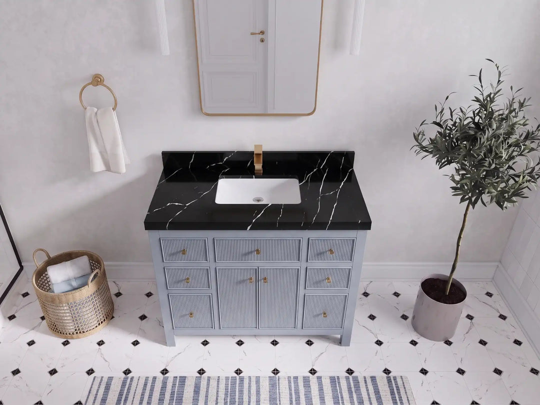Sonoma 42 in W x 22 in D Free Standing Reeded Single Sink Bathroom Vanity | 
              
                Blue Heather
                
                  
             - SON_BLU_WHQZ_42 - photo №5
