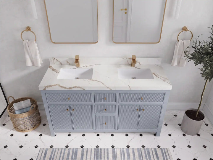 Sonoma 60 in W x 22 in D Free Standing Reeded Double Sink Bathroom Vanity - photo 7