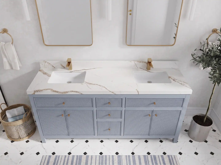Sonoma 72 in W x 22 in D Free Standing Reeded Double Sink Bathroom Vanity - photo 7