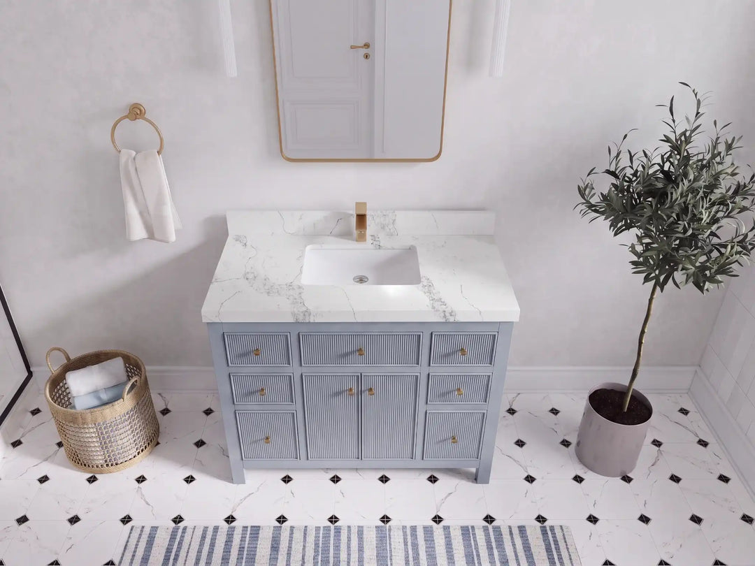 Sonoma 42 in W x 22 in D Free Standing Reeded Single Sink Bathroom Vanity | 
              
                Blue Heather
                
                  
             - SON_BLU_WHQZ_42 - photo №8