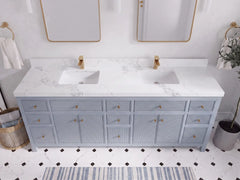 Sonoma 84 in W x 22 in D Free Standing Reeded Double Sink Bathroom Vanity - photo 10