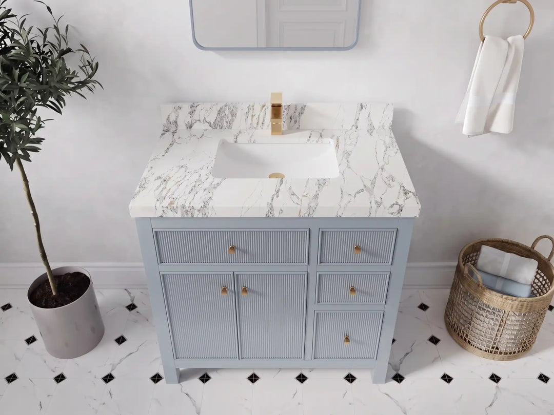 Sonoma 36 in. W x 22 in. D Center Sink Bathroom Vanity | 
              
                Blue Heather
                
                  
             - SON_BLU_WHQZ_36CL - photo №10