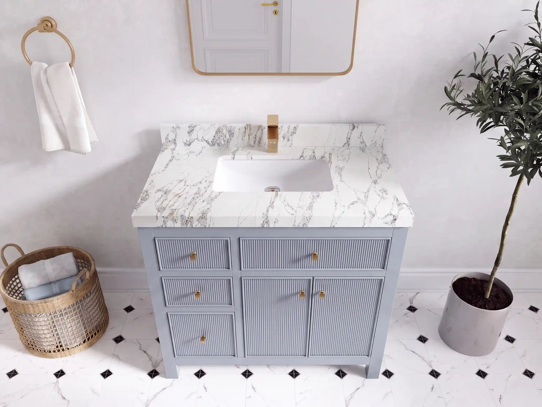 Sonoma 36 in. W x 22 in. D with Center Sink Bathroom Vanity | 
              
                Blue Heather
                
                  
             - SON_BLU_WHQZ_36CR - photo №10