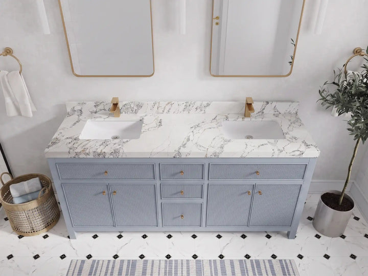 Sonoma 72 in W x 22 in D Free Standing Reeded Double Sink Bathroom Vanity - photo 10
