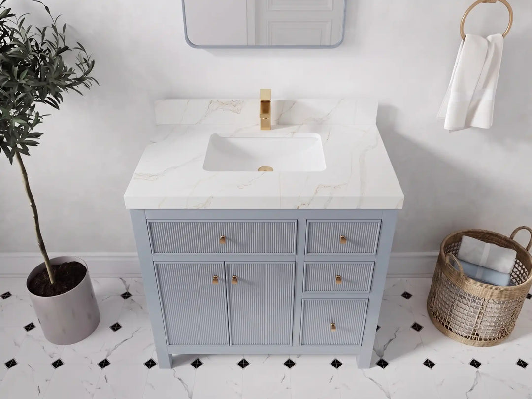Sonoma 36 in. W x 22 in. D Center Sink Bathroom Vanity | 
              
                Blue Heather
                
                  
             - SON_BLU_WHQZ_36CL - photo №11