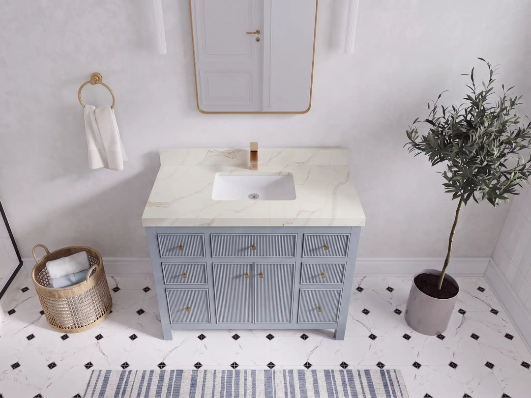 Sonoma 42 in W x 22 in D Free Standing Reeded Single Sink Bathroom Vanity | 
              
                Blue Heather
                
                  
             - SON_BLU_WHQZ_42 - photo №10