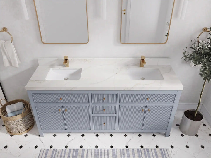 Sonoma 72 in W x 22 in D Free Standing Reeded Double Sink Bathroom Vanity - photo 11