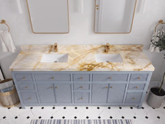 Sonoma 84 in W x 22 in D Free Standing Reeded Double Sink Bathroom Vanity - photo 33