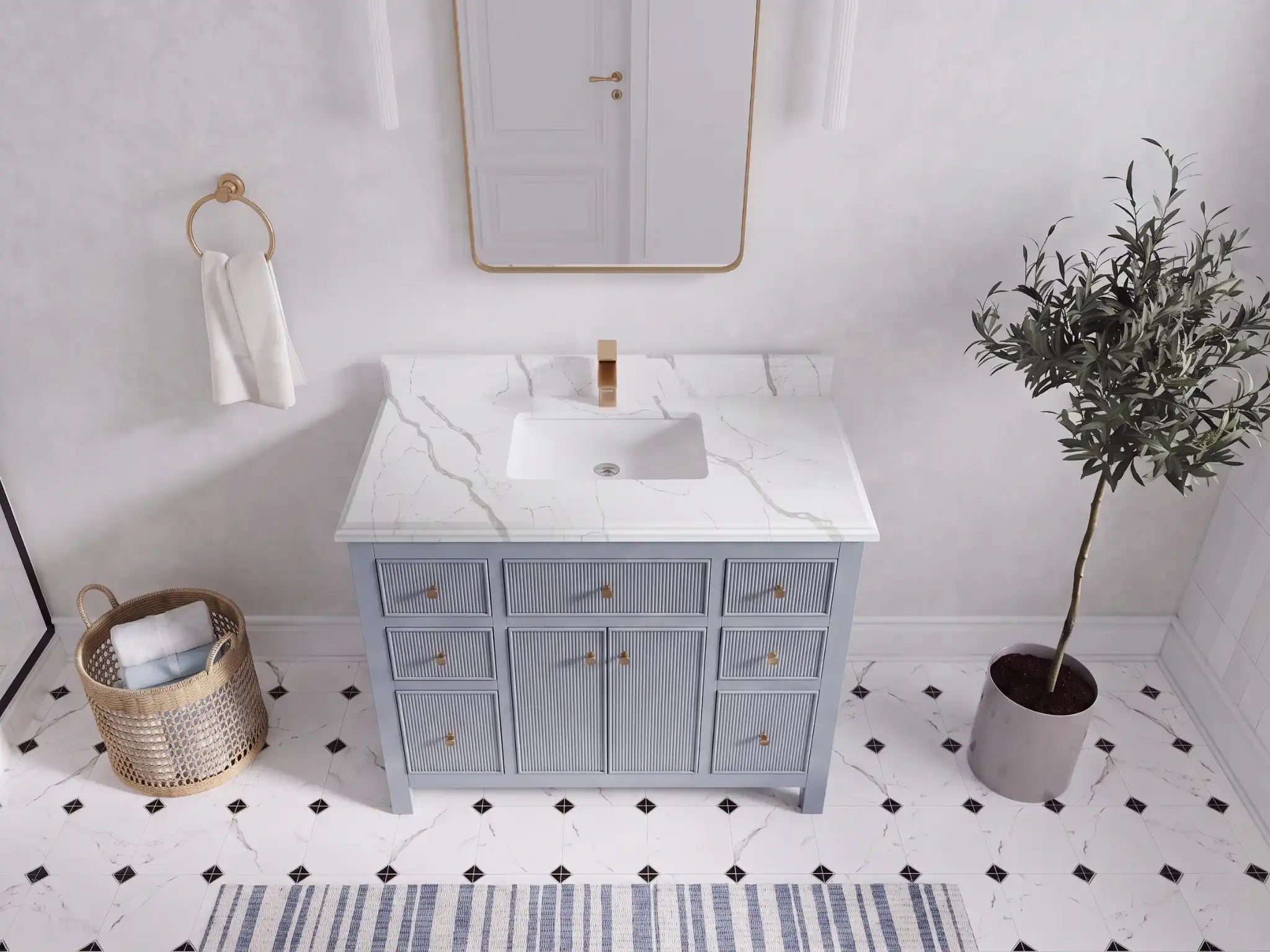 Sonoma 42 in W x 22 in D Free Standing Reeded Single Sink Bathroom Vanity
