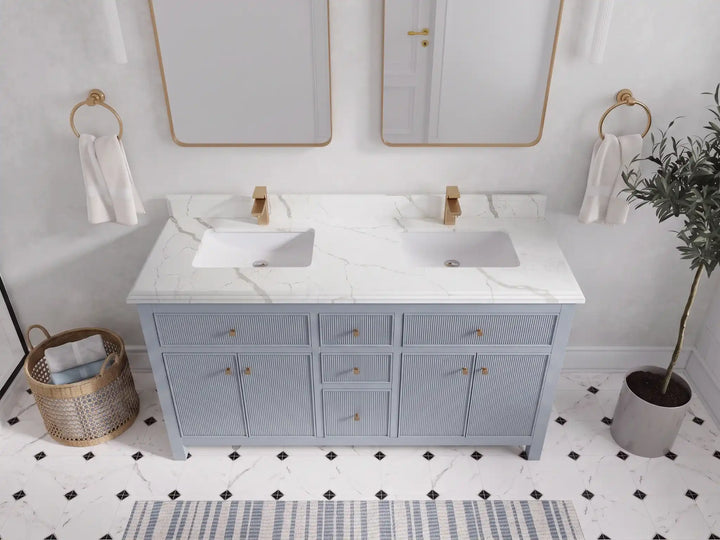 Sonoma 60 in W x 22 in D Free Standing Reeded Double Sink Bathroom Vanity - photo 24