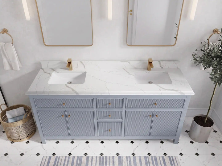 Sonoma 72 in W x 22 in D Free Standing Reeded Double Sink Bathroom Vanity - photo 14