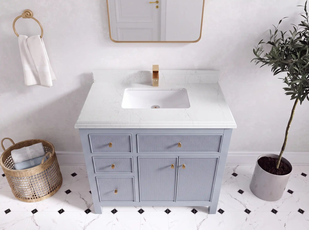 Sonoma 36 in. W x 22 in. D with Center Sink Bathroom Vanity | 
              
                Blue Heather
                
                  
             - SON_BLU_WHQZ_36CR - photo №15