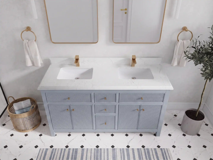 Sonoma 60 in W x 22 in D Free Standing Reeded Double Sink Bathroom Vanity - photo 25
