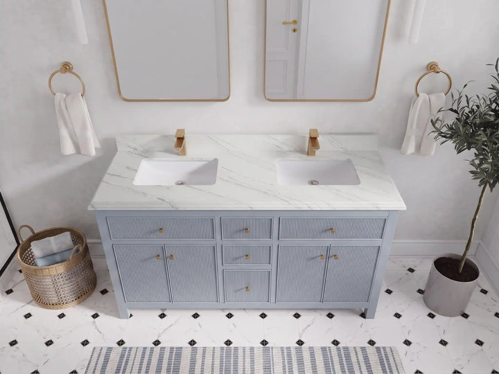 Sonoma 60 in W x 22 in D Free Standing Reeded Double Sink Bathroom Vanity - photo 26