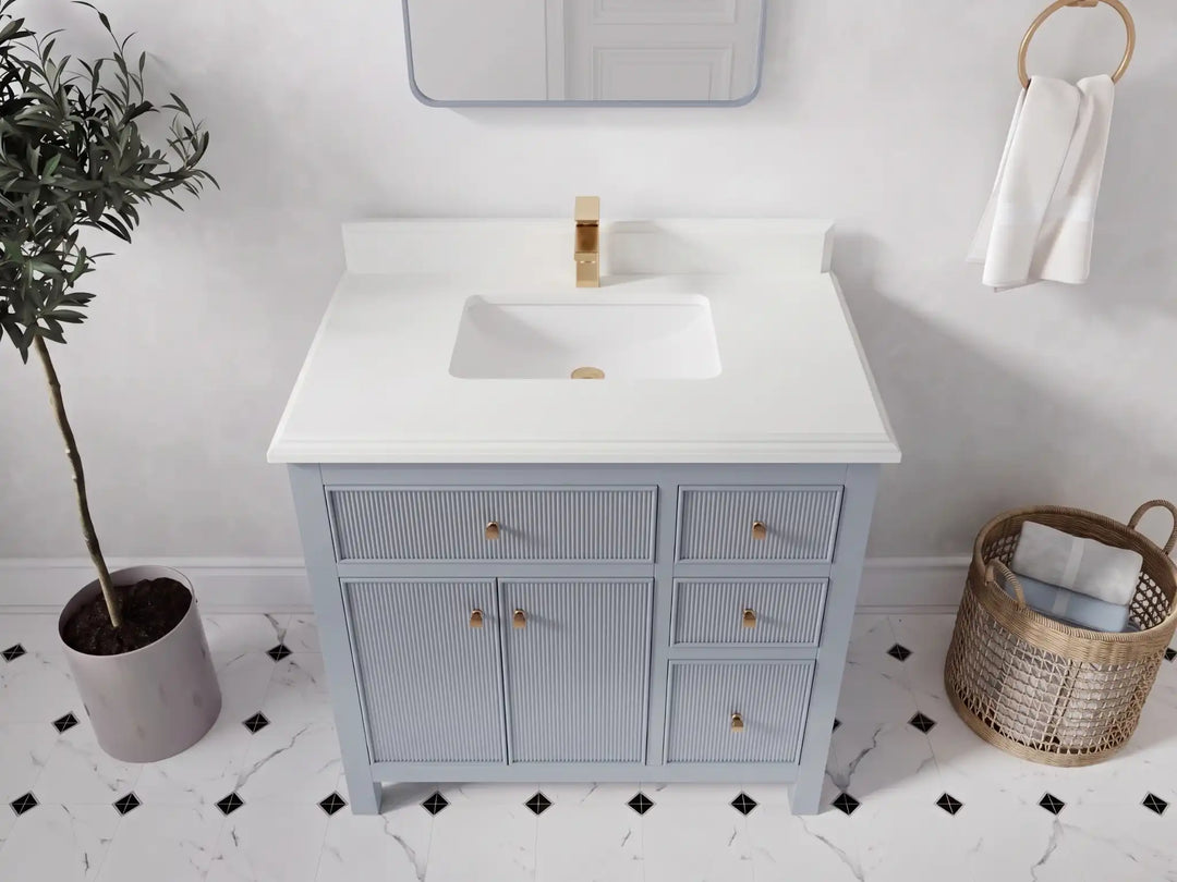 Sonoma 36 in. W x 22 in. D Center Sink Bathroom Vanity | 
              
                Blue Heather
                
                  
             - SON_BLU_WHQZ_36CL - photo №17