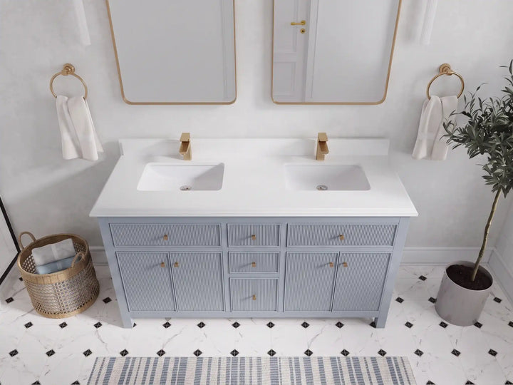Sonoma 60 in W x 22 in D Free Standing Reeded Double Sink Bathroom Vanity - photo 27