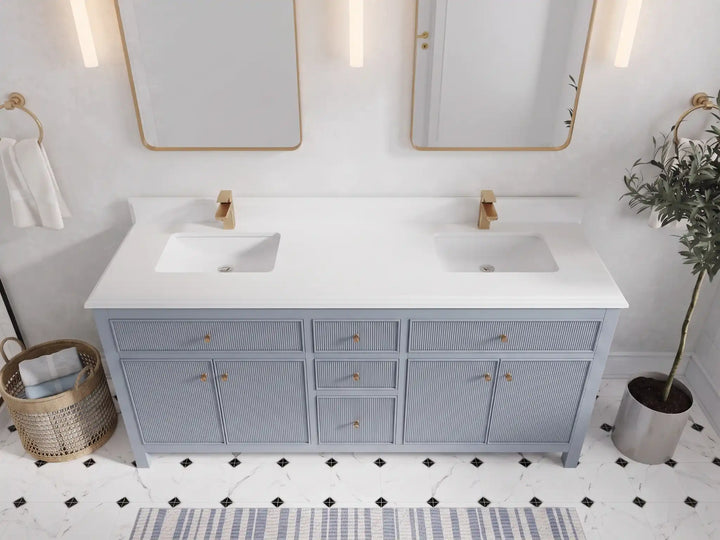Sonoma 72 in W x 22 in D Free Standing Reeded Double Sink Bathroom Vanity - photo 17