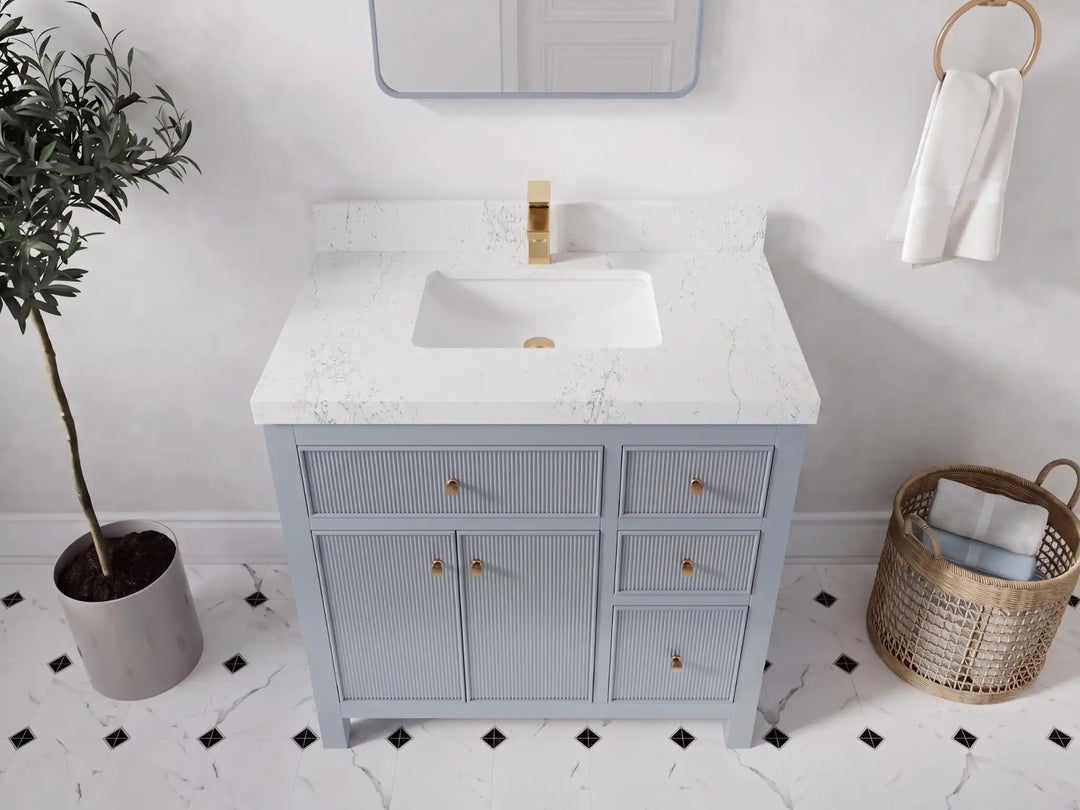 Sonoma 36 in. W x 22 in. D Center Sink Bathroom Vanity | 
              
                Blue Heather
                
                  
             - SON_BLU_WHQZ_36CL - photo №18