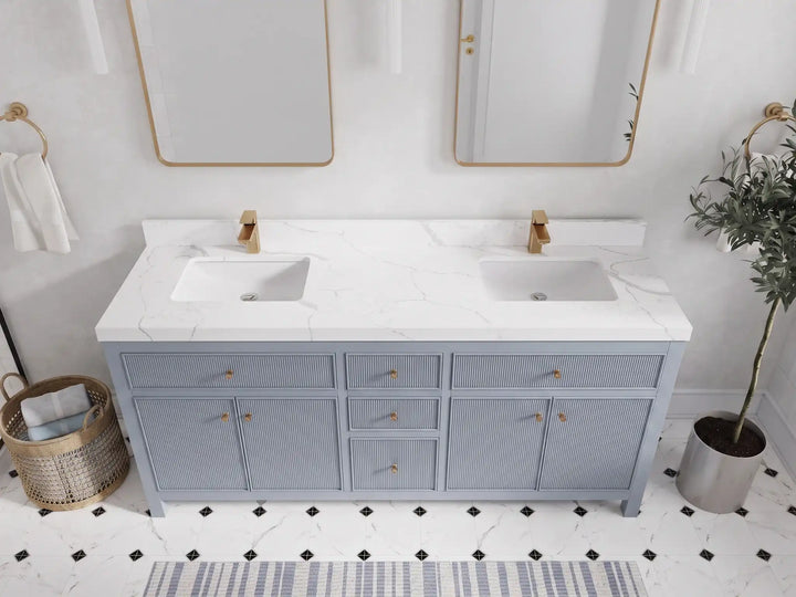 Sonoma 72 in W x 22 in D Free Standing Reeded Double Sink Bathroom Vanity - photo 18