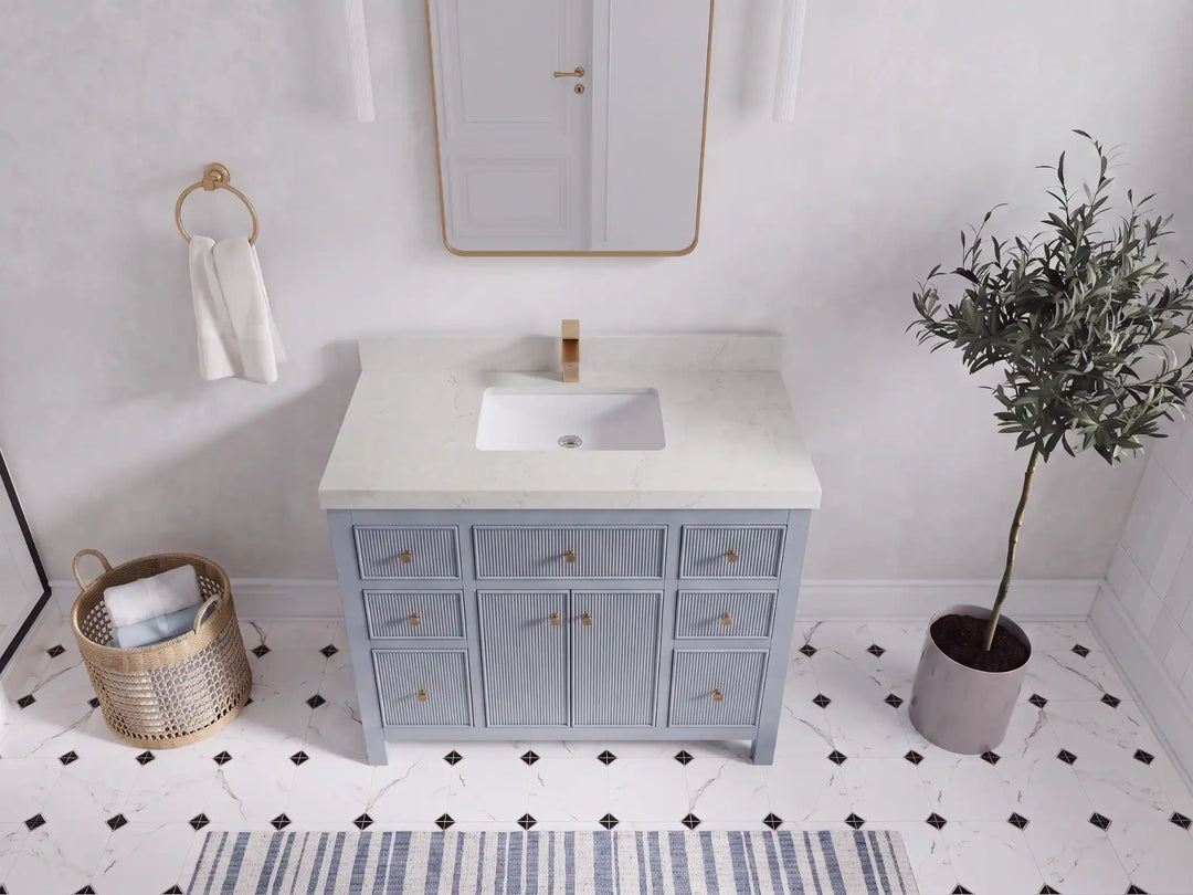 Sonoma 42 in W x 22 in D Free Standing Reeded Single Sink Bathroom Vanity | 
              
                Blue Heather
                
                  
             - SON_BLU_WHQZ_42 - photo №14