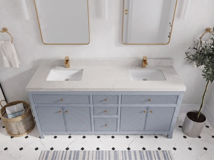 Sonoma 72 in W x 22 in D Free Standing Reeded Double Sink Bathroom Vanity - photo 19