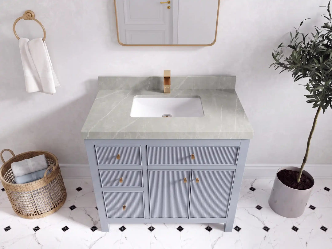 Sonoma 36 in. W x 22 in. D with Center Sink Bathroom Vanity | 
              
                Blue Heather
                
                  
             - SON_BLU_WHQZ_36CR - photo №21