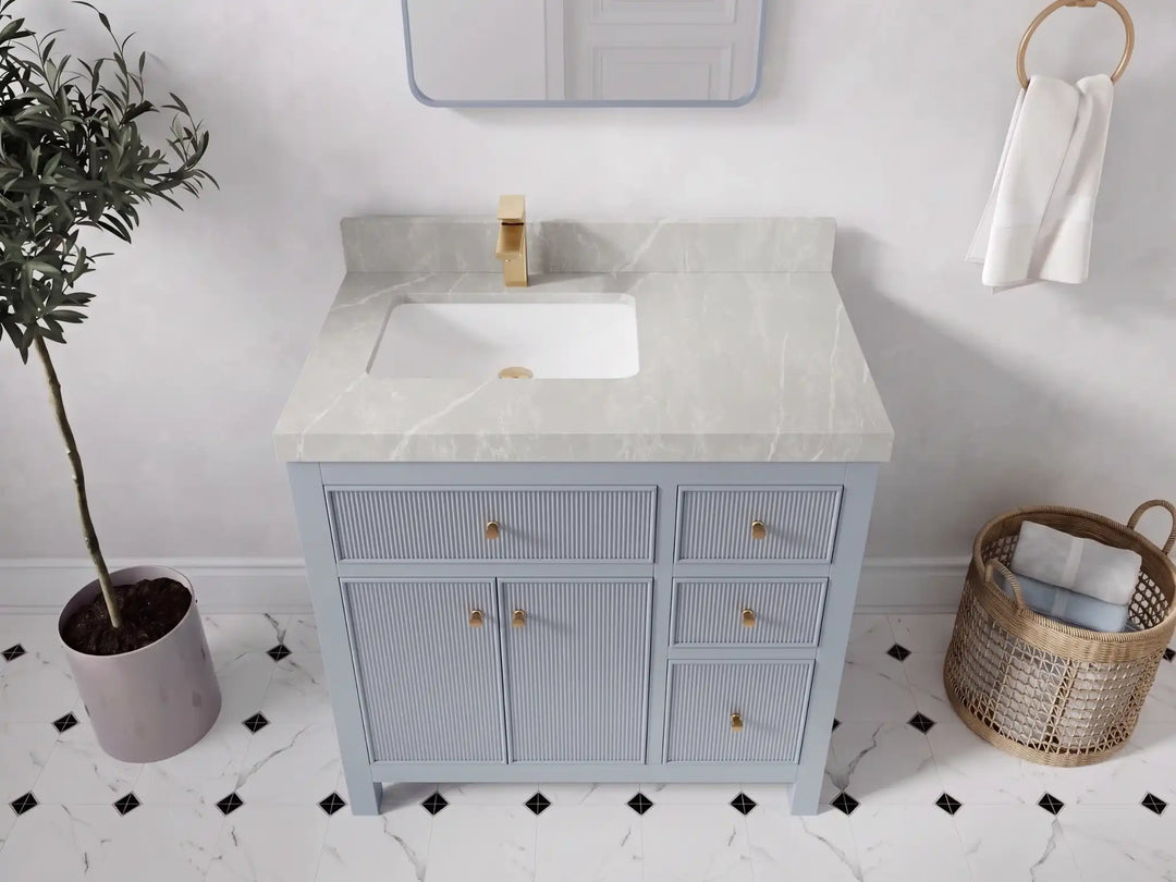 Sonoma 36 in. W x 22 in. D Left Offset Sink Bathroom Vanity | 
              
                Blue Heather
                
                  
             - SON_BLU_WHQZ_36L - photo №21