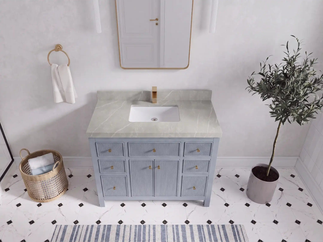 Sonoma 42 in W x 22 in D Free Standing Reeded Single Sink Bathroom Vanity | 
              
                Blue Heather
                
                  
             - SON_BLU_WHQZ_42 - photo №17