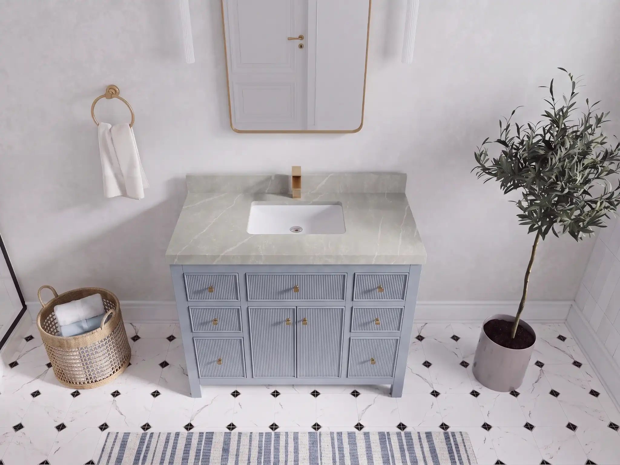 Sonoma 42 in W x 22 in D Free Standing Reeded Single Sink Bathroom Vanity