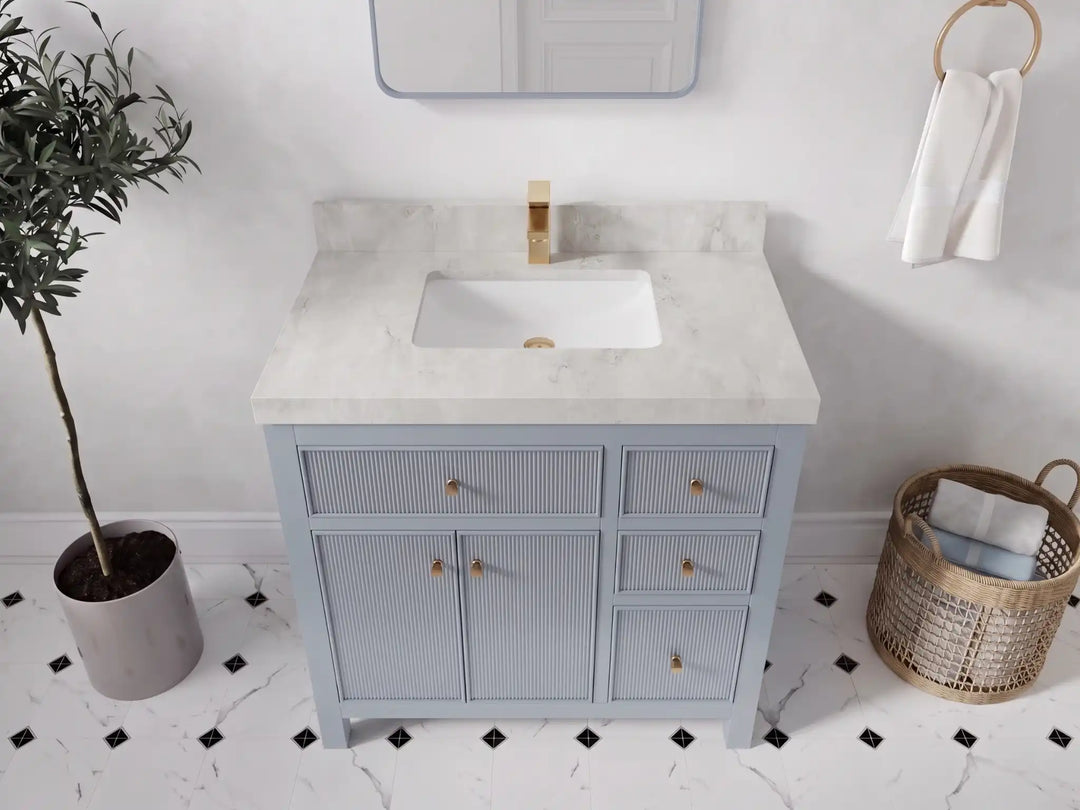 Sonoma 36 in. W x 22 in. D Left Offset Sink Bathroom Vanity | 
              
                Blue Heather
                
                  
             - SON_BLU_WHQZ_36L - photo №19