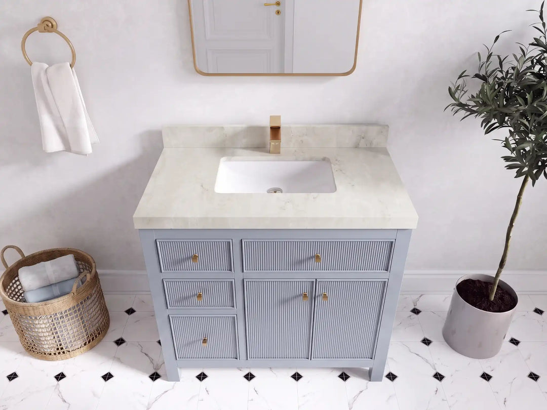 Sonoma 36 in. W x 22 in. D with Center Sink Bathroom Vanity | 
              
                Blue Heather
                
                  
             - SON_BLU_WHQZ_36CR - photo №19
