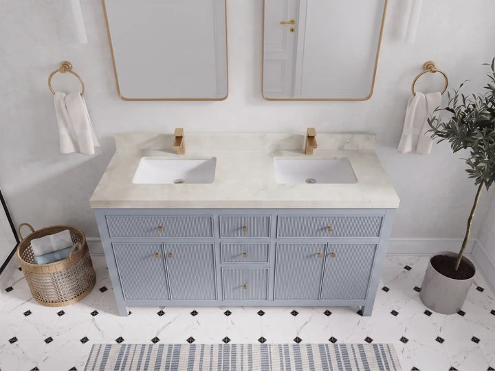 Sonoma 60 in W x 22 in D Free Standing Reeded Double Sink Bathroom Vanity - photo 16