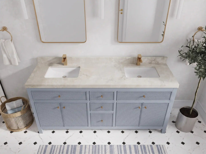 Sonoma 72 in W x 22 in D Free Standing Reeded Double Sink Bathroom Vanity - photo 20