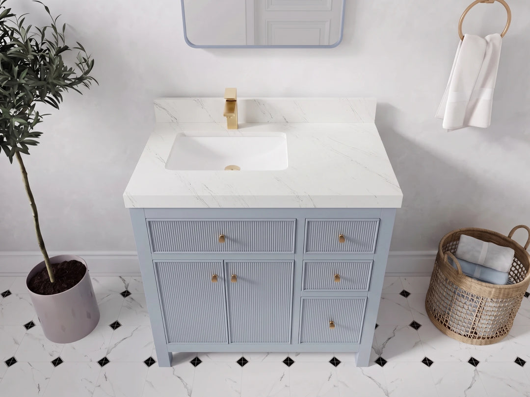 Sonoma 36 in. W x 22 in. D Left Offset Sink Bathroom Vanity | 
              
                Blue Heather
                
                  
             - SON_BLU_WHQZ_36L - photo №20