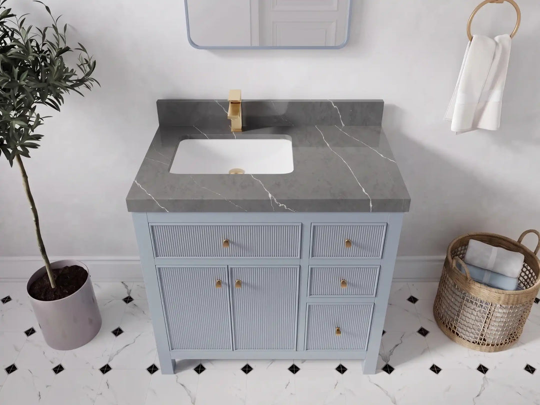 Sonoma 36 in. W x 22 in. D Left Offset Sink Bathroom Vanity | 
              
                Blue Heather
                
                  
             - SON_BLU_WHQZ_36L - photo №22