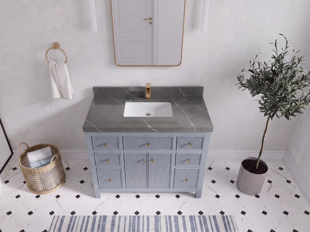 Sonoma 42 in W x 22 in D Free Standing Reeded Single Sink Bathroom Vanity | 
              
                Blue Heather
                
                  
             - SON_BLU_WHQZ_42 - photo №23