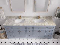 Sonoma 84 in W x 22 in D Free Standing Reeded Double Sink Bathroom Vanity - photo 35