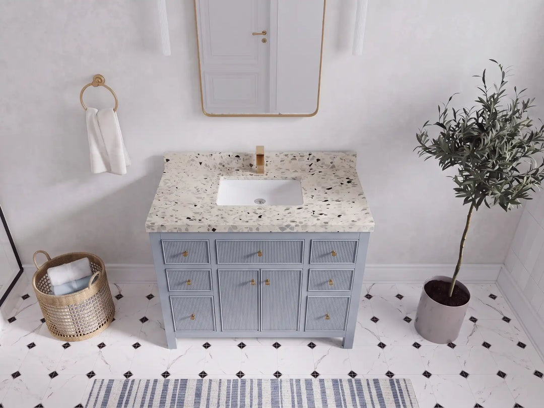 Sonoma 42 in W x 22 in D Free Standing Reeded Single Sink Bathroom Vanity | 
              
                Blue Heather
                
                  
             - SON_BLU_WHQZ_42 - photo №28