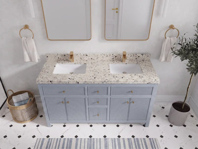Sonoma 60 in W x 22 in D Free Standing Reeded Double Sink Bathroom Vanity