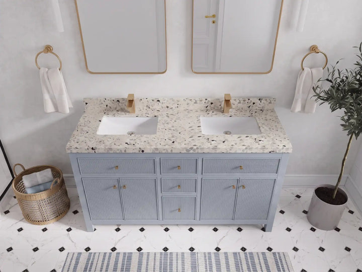 Sonoma 60 in W x 22 in D Free Standing Reeded Double Sink Bathroom Vanity - photo 23
