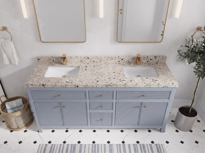 Sonoma 72 in W x 22 in D Free Standing Reeded Double Sink Bathroom Vanity - photo 28