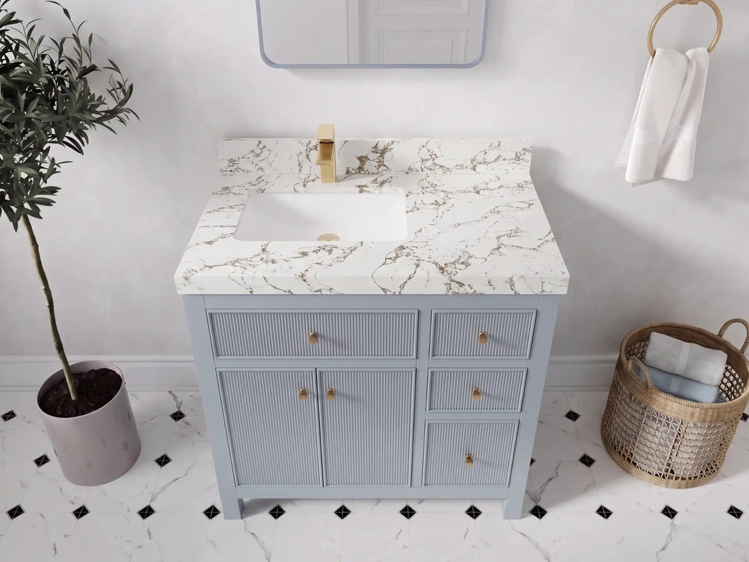 Sonoma 36 in. W x 22 in. D Left Offset Sink Bathroom Vanity | 
              
                Blue Heather
                
                  
             - SON_BLU_WHQZ_36L - photo №24