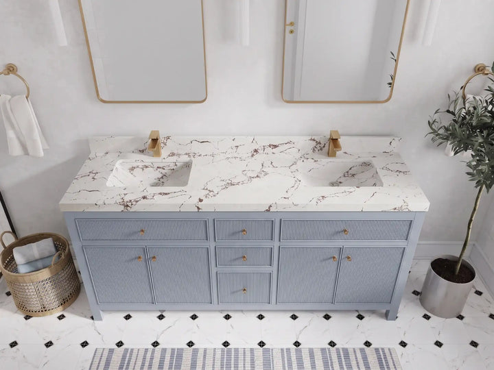 Sonoma 72 in W x 22 in D Free Standing Reeded Double Sink Bathroom Vanity - photo 25