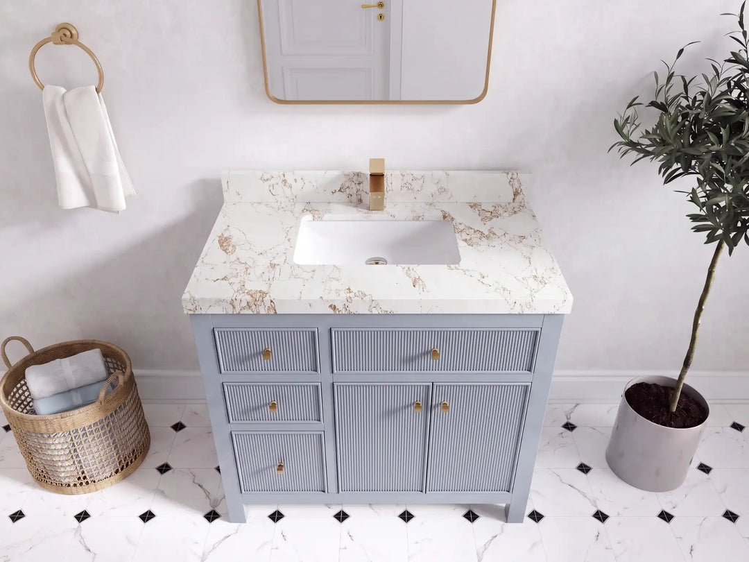 Sonoma 36 in. W x 22 in. D with Center Sink Bathroom Vanity | 
              
                Blue Heather
                
                  
             - SON_BLU_WHQZ_36CR - photo №25