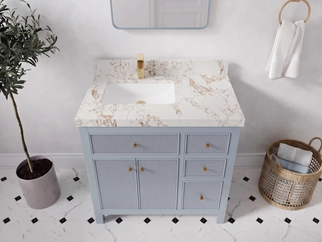 Sonoma 36 in. W x 22 in. D Left Offset Sink Bathroom Vanity | 
              
                Blue Heather
                
                  
             - SON_BLU_WHQZ_36L - photo №25
