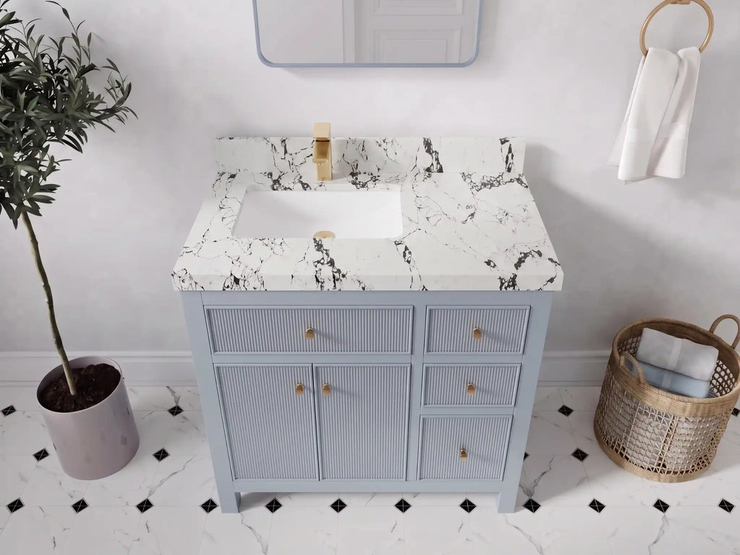 Sonoma 36 in. W x 22 in. D Left Offset Sink Bathroom Vanity | 
              
                Blue Heather
                
                  
             - SON_BLU_WHQZ_36L - photo №26